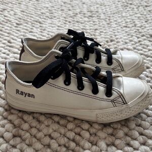 Custom Kids' White and Black Sneakers Converse